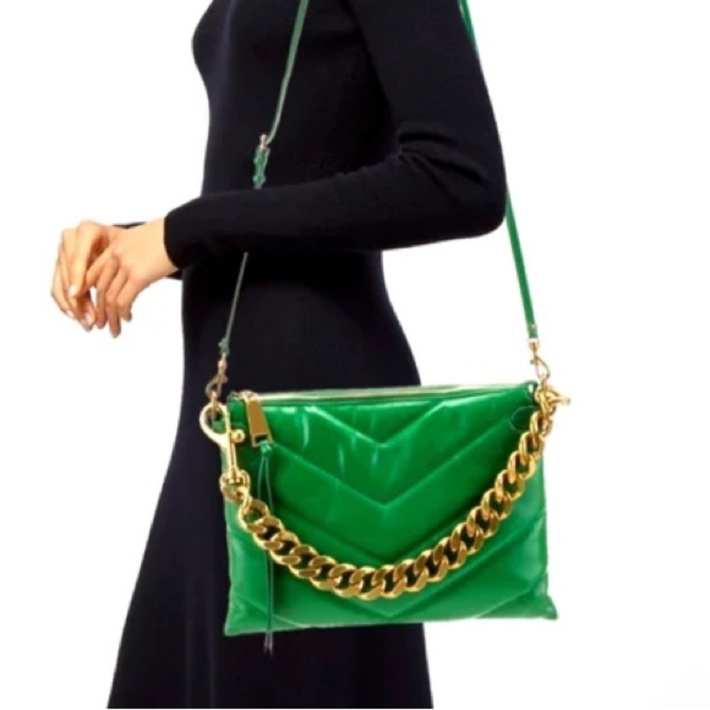 Rebecca Minkoff Green Crossbody Bag with Gold Chain